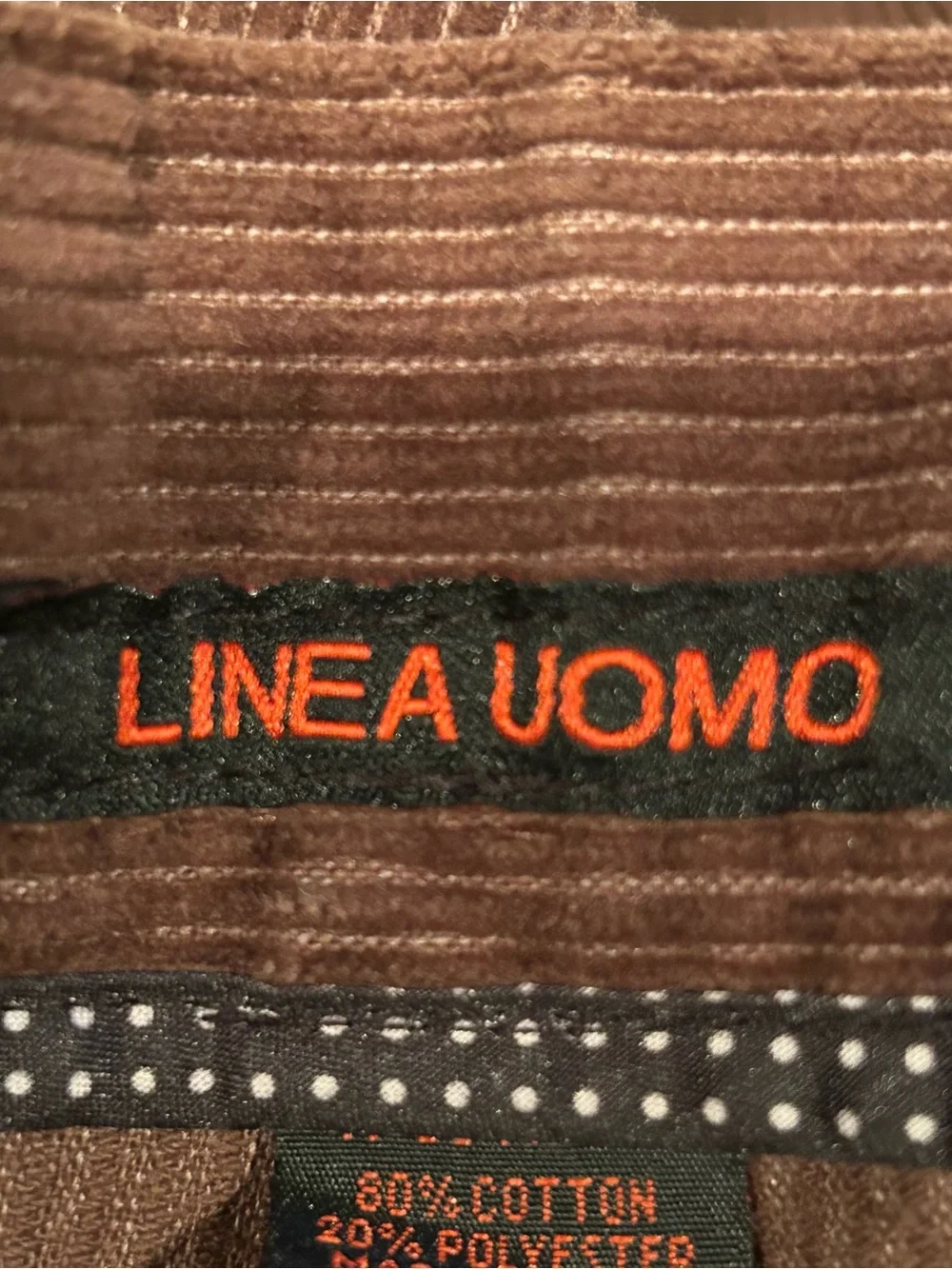 Linea Uomo Brown Corduroy Pants Mens 36x32 Straight Leg Pants